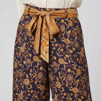 Women’s High Waist Wide Leg Floral Print Trousers with Tie Waist