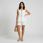 Women's Peplum Sleeveless Top With Shorts