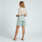 Women’s High Waist Printed Shorts with Tie Belt