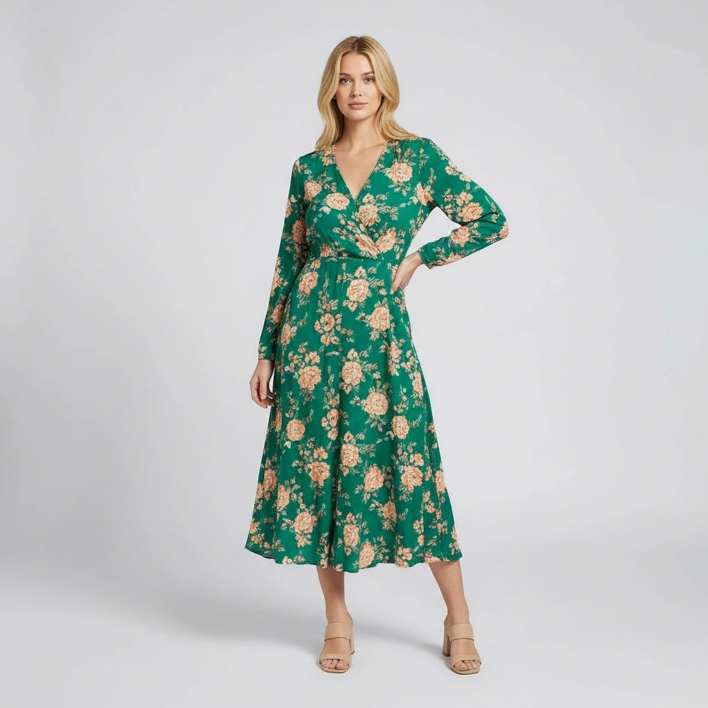 Women’s Wrap Style Floral Midi Dress