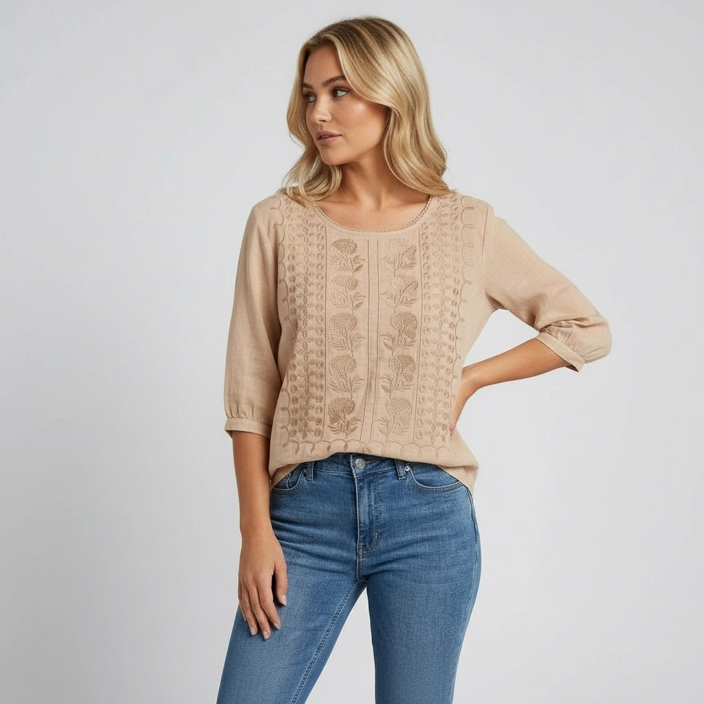 Women's Relaxed Embroidered Blouse