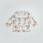V Neck Floral Blouse With Crochet Trim