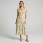 Sweetheart Neck Floral Midi Dress