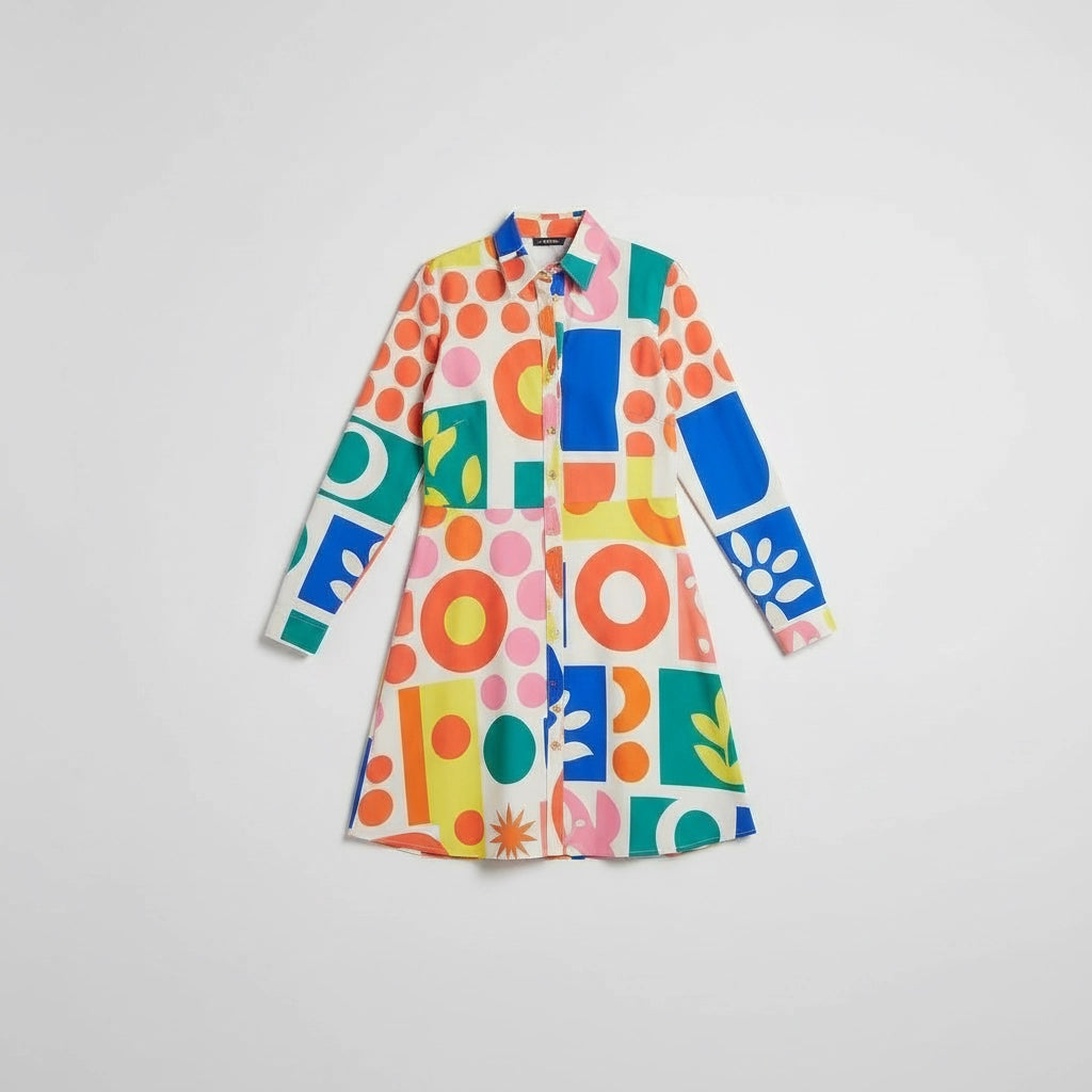 Women's A-Line Mini Dress with Collar