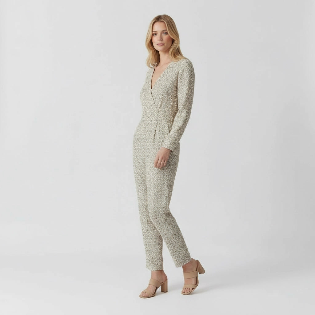Women's Wrap Jumpsuit with Long Sleeves