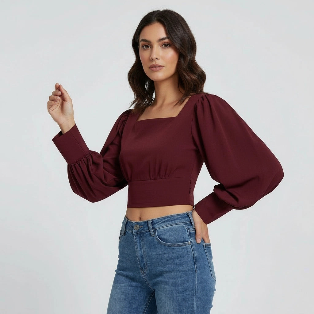 Women's Cropped Square Neck Top