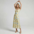 Sweetheart Neck Floral Midi Dress