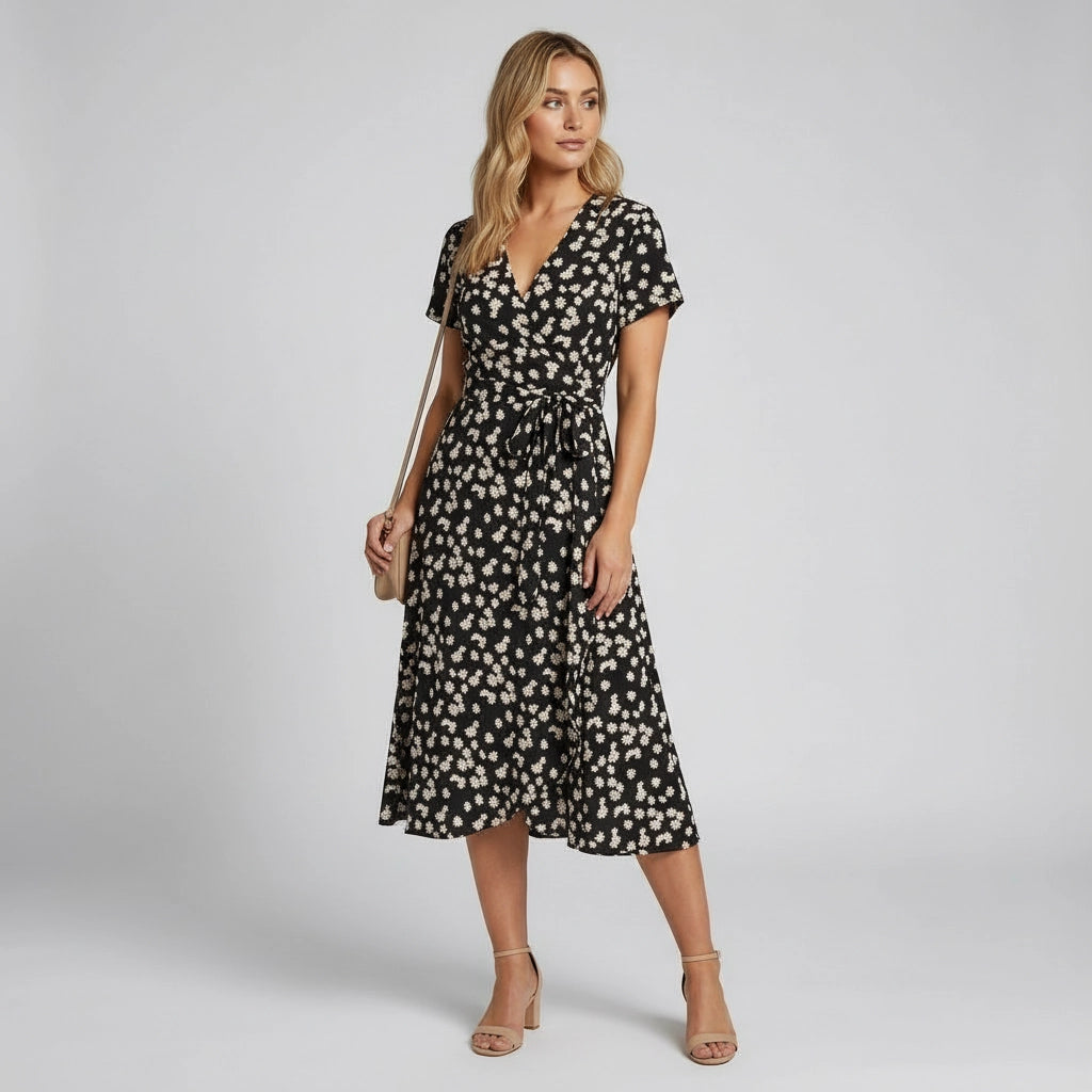 Women’s Floral Wrap Midi Dress