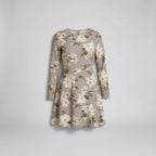 Women's Long Sleeve Midi Dress With Crew Neckline
