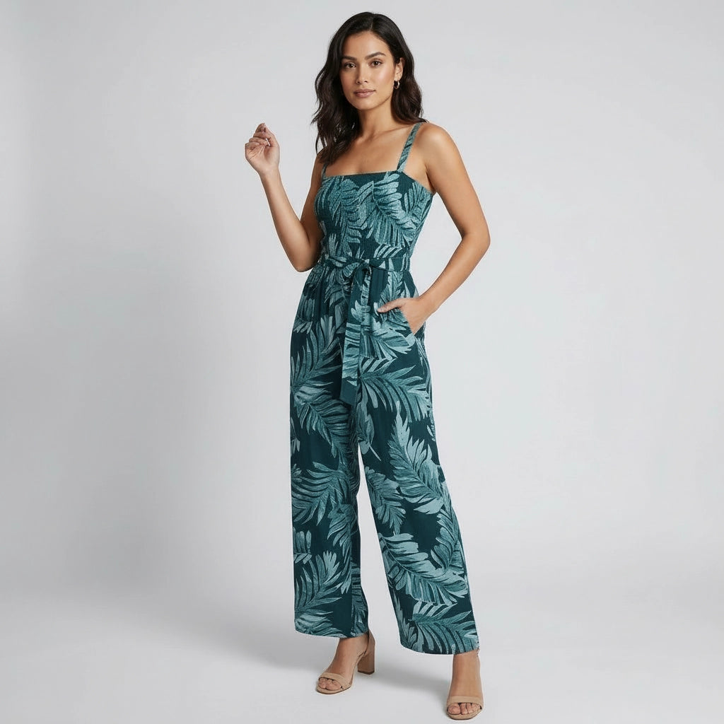 Women's Wide Leg Relaxed Fit Spaghetti Strap Jumpsuit