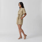 Women’s Utility Shirt Romper with Tie Waist