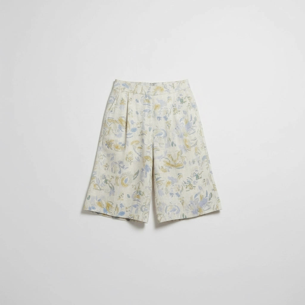 Women's Elastic Waist Wide-Leg Mid-Length Shorts