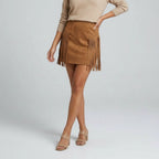 Women’s Western-Style High-Waist Fringe Mini Skirt