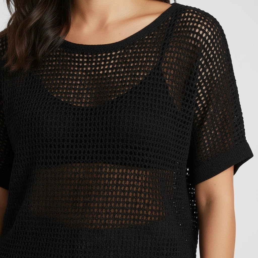 Women's Mesh Knit Boxy Top