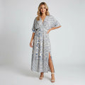 Women’s Boho Print V-Neck Maxi Dress With Side Split