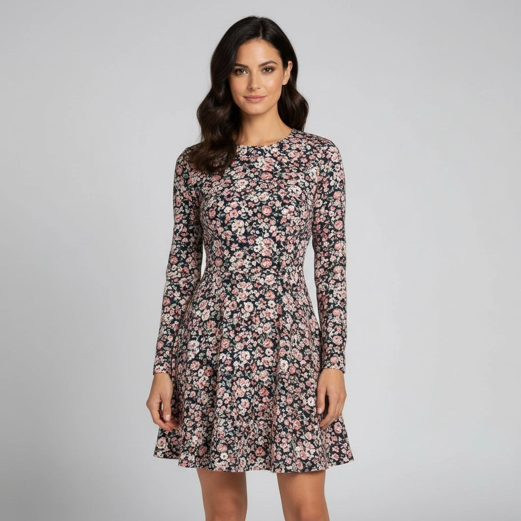 Women’s Long Sleeve Floral A-Line Mini Dress