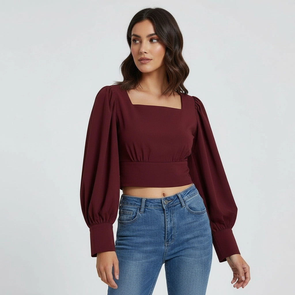Women's Cropped Square Neck Top