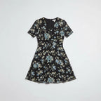 Women’s Floral V-Neck Short Sleeve Mini Dress