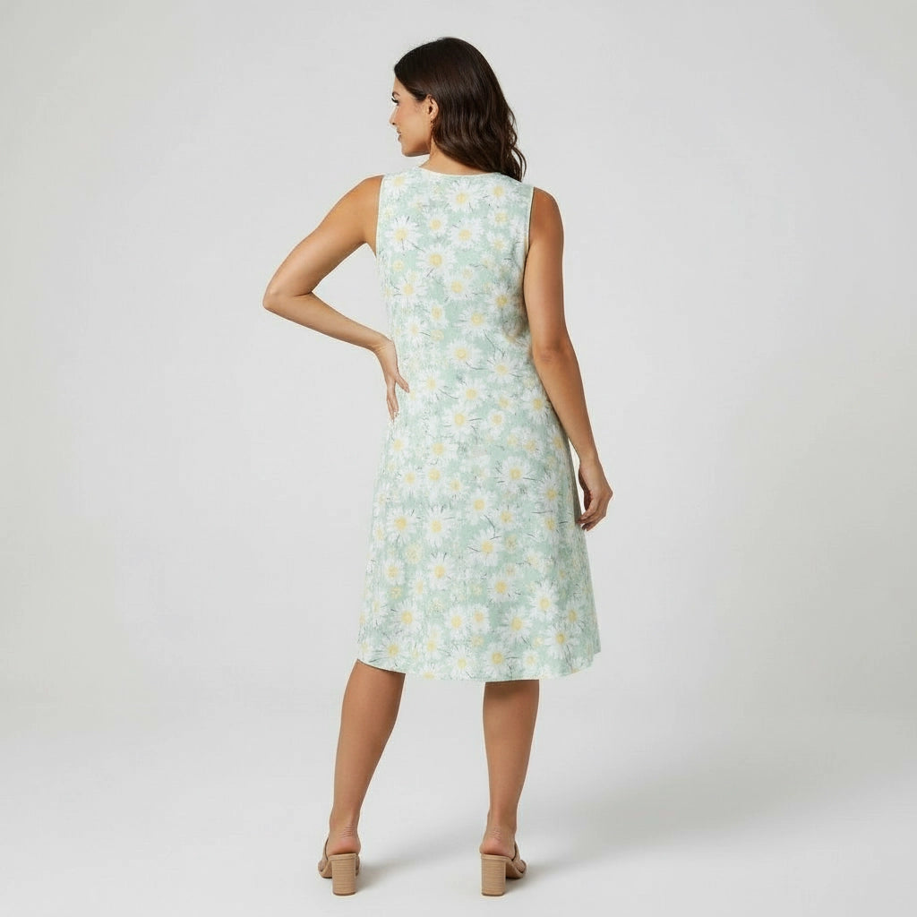 Women's Crew Neckline Sleeveless Midi Dress