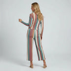 Women's Straight-Cut Knit Jumpsuit With Long Sleeves