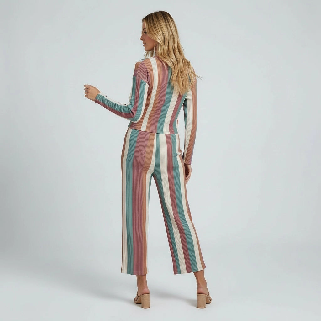 Women's Straight-Cut Knit Jumpsuit With Long Sleeves