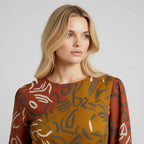 Long Sleeve Mini Dress With Abstract Print