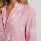 Women's Floral Embroidered Collarless Shirt