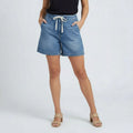 Women’s High Waist Denim Shorts with Drawstring