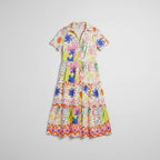 Women's A-line Buttoned Shirt Midi Dress