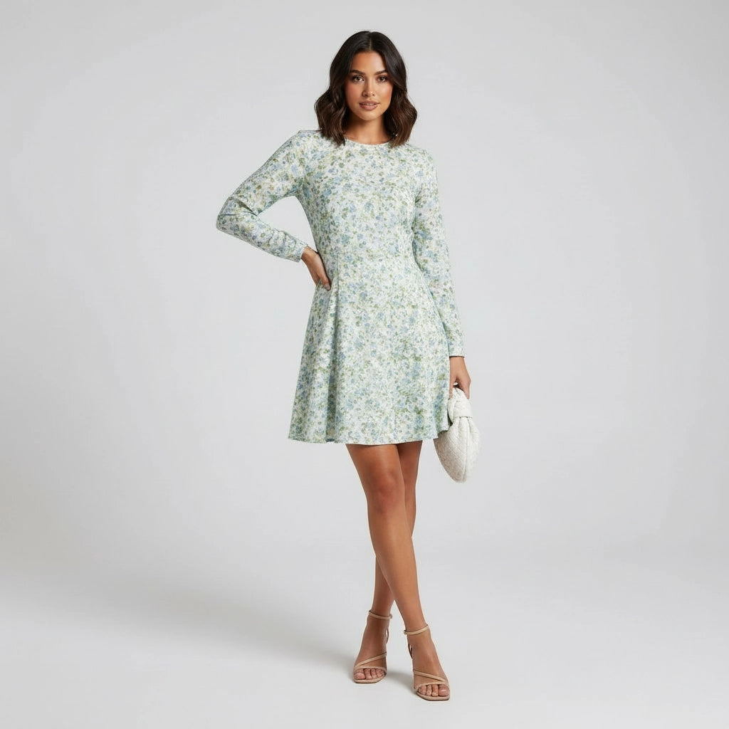Women’s Floral Long Sleeve Fit Mini Dress