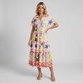 Women's A-line Buttoned Shirt Midi Dress