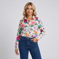 Women's Floral Long Sleeve Button-Up Shirt