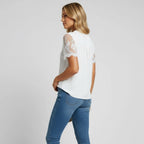 Straight Cut Blouse with Lace Sleeves