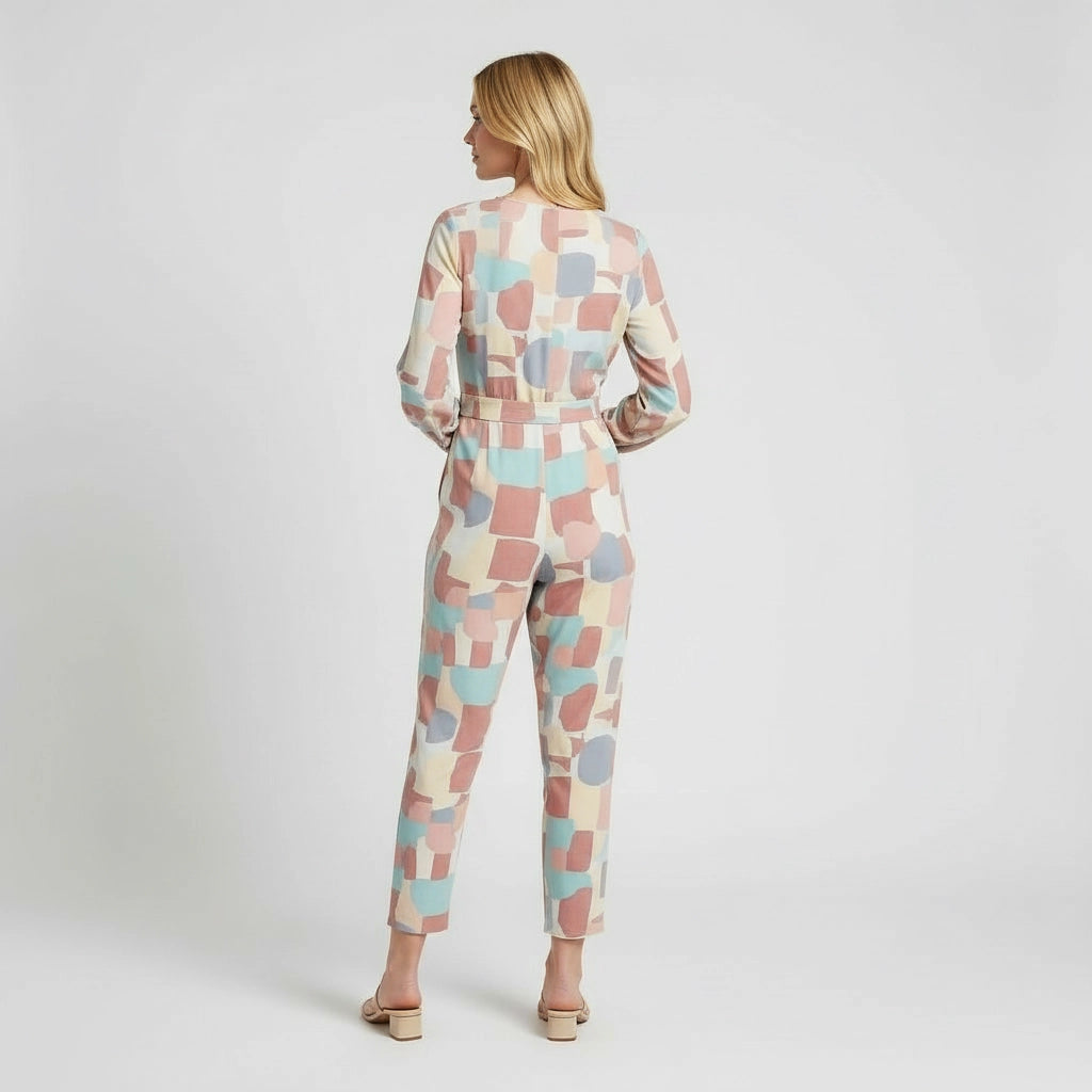 Geometric Print Straight Leg Jumpsuit