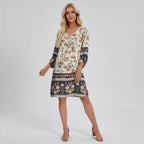Floral Shift Dress with Tassel Tie