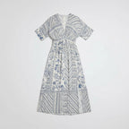 Women’s Boho Print V-Neck Maxi Dress With Side Split