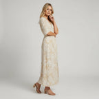 Women's A-Line Maxi Dress With 3/4 Sleeves