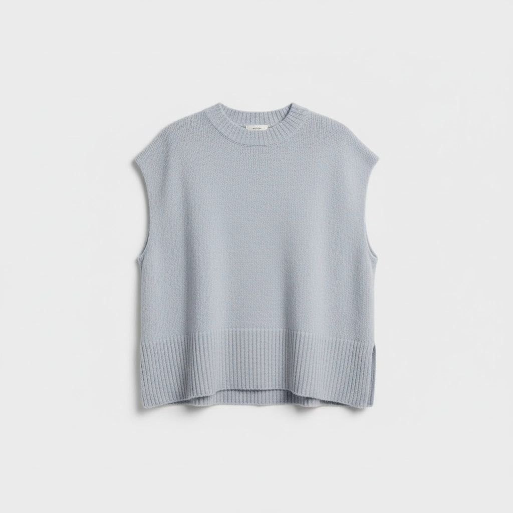Boxy Sleeveless Sweater with Drop Shoulders