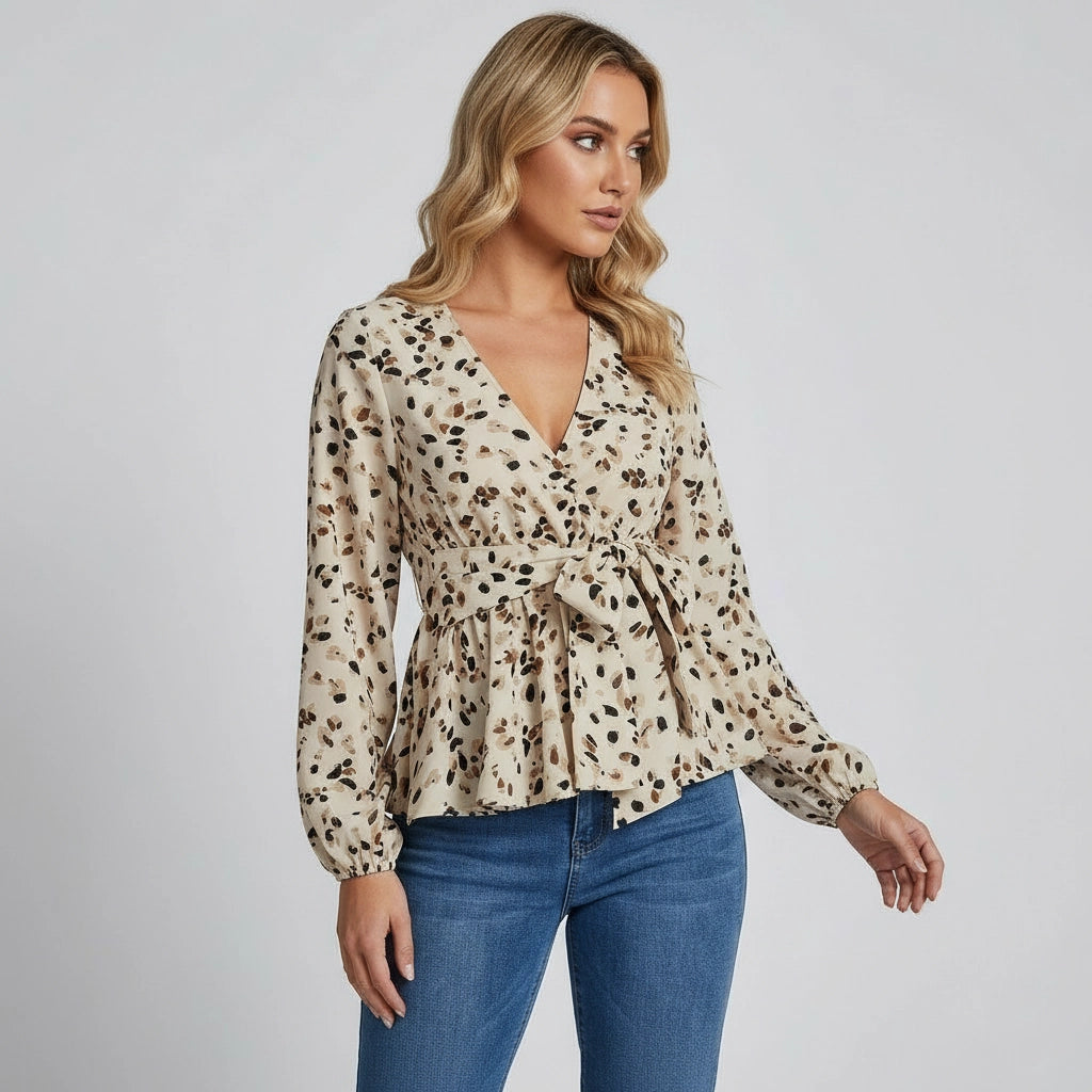 Wrap Blouse with Tie Waist