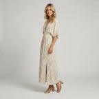 Women's A-Line Maxi Dress With 3/4 Sleeves
