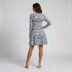 Round-Neckline Long Sleeve Midi Dress