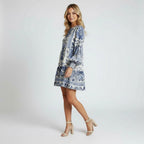 Women’s Boho Print Balloon Sleeve Mini Dress