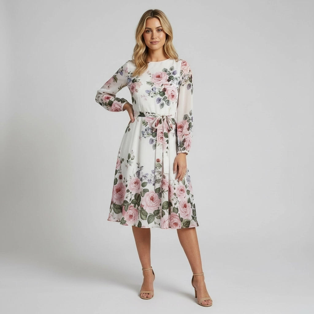 Long Sleeve Floral Midi Dress