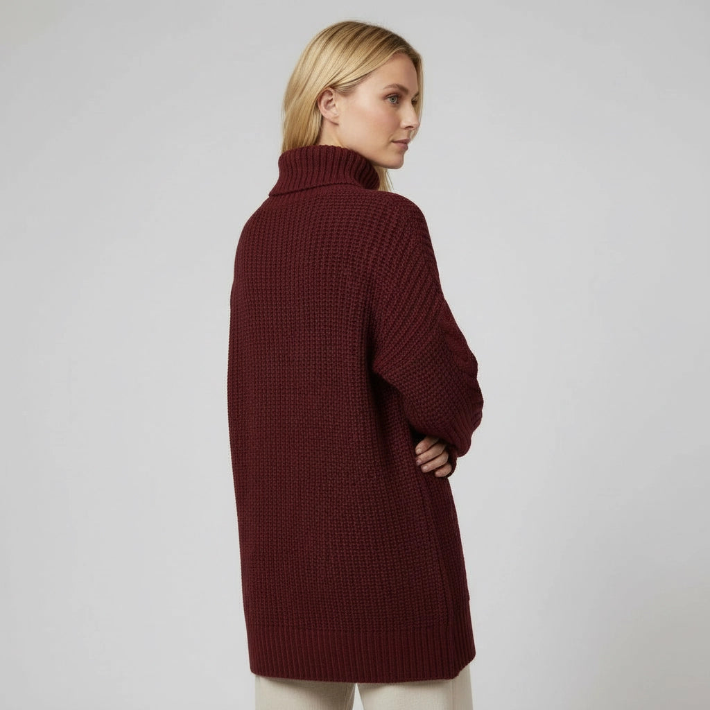 Turtleneck Cable Knit Tunic Sweater