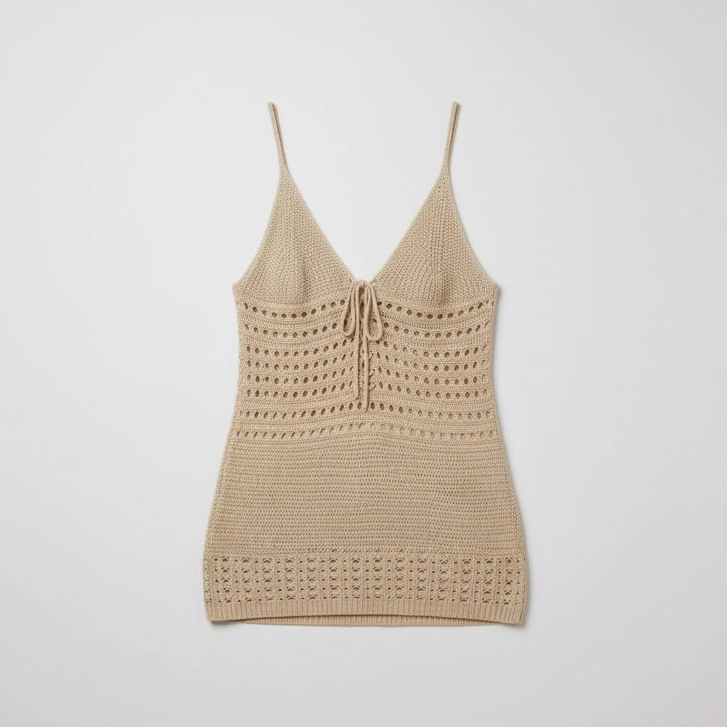 Women's V-Neck Crochet Tunic Top