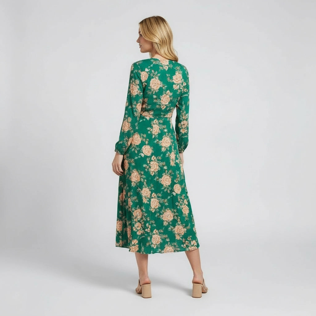 Women’s Wrap Style Floral Midi Dress