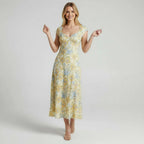 Sweetheart Neck Floral Midi Dress