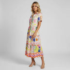 Women's A-line Buttoned Shirt Midi Dress