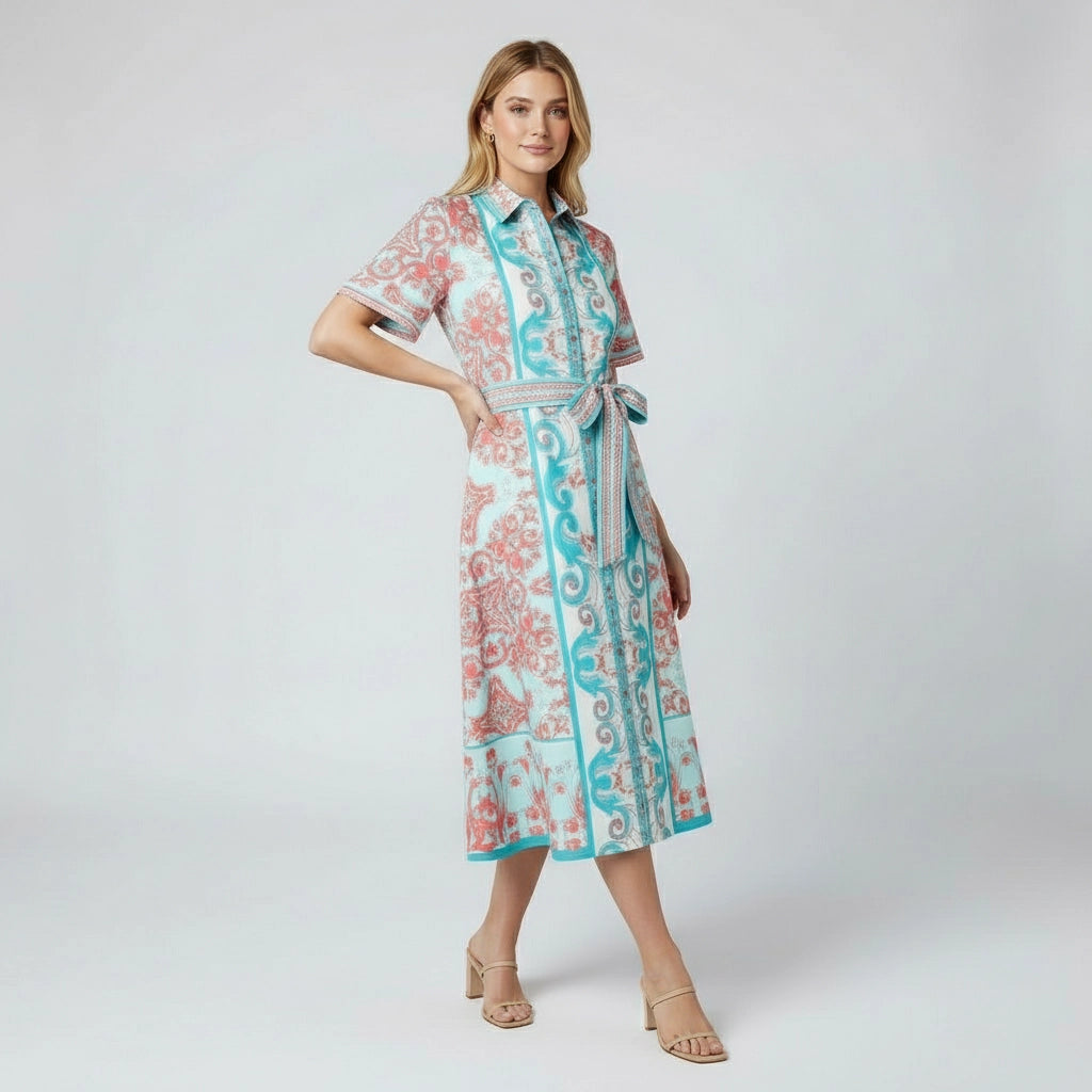 Women's Midi Dress With Belt