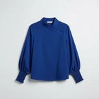 Women’s Asymmetric Neck Balloon Sleeve Blouse